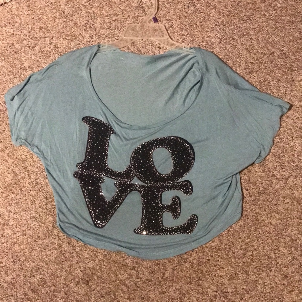 Delia’s “LOVE” embellished crop top